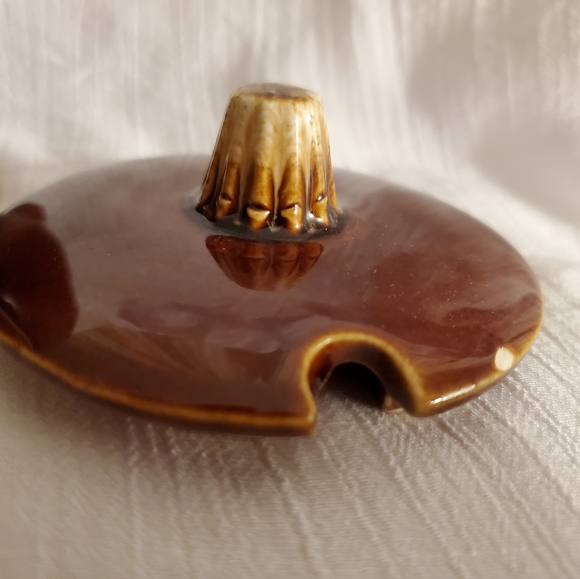 Vintage Hull Pottery Brown Drip Glaze Sugar Pot w/lid & Spoon | Creamer - Picture 14 of 16